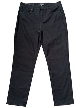 NYDJ Margot Girlfriend Jeans Black Lift Tuck Stretch Denim Size 8